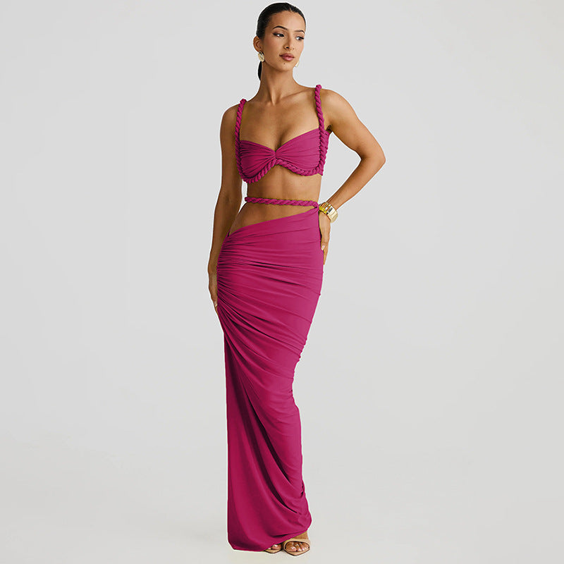 Damen Oberteil und Maxi Rock Set