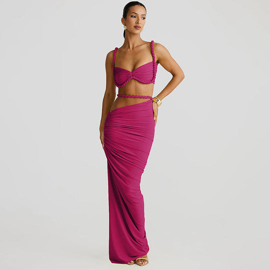 Damen Oberteil und Maxi Rock Set