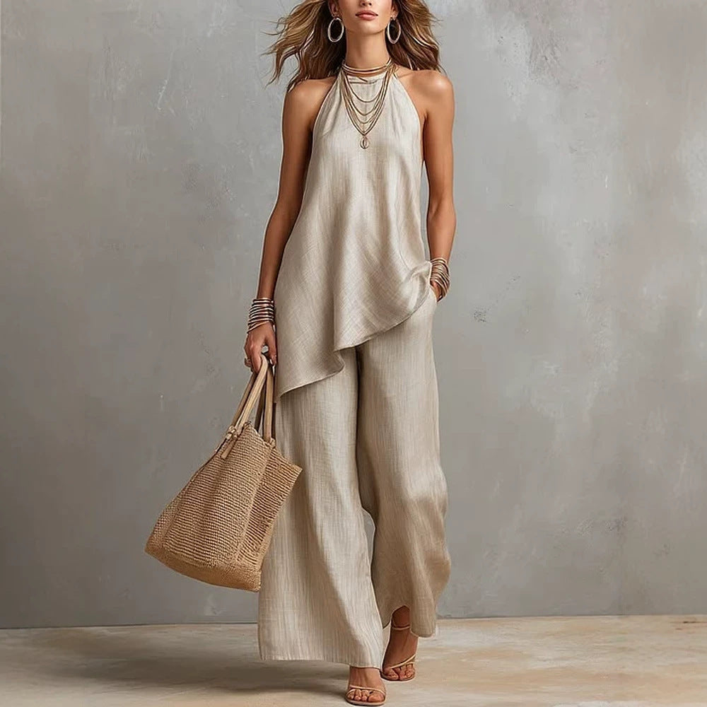Damen luftiger Jumpsuit mit asymmetrischem Schnitt