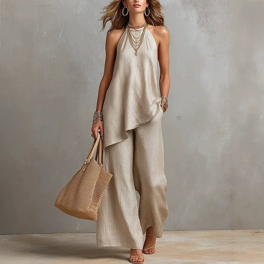 Damen luftiger Jumpsuit mit asymmetrischem Schnitt