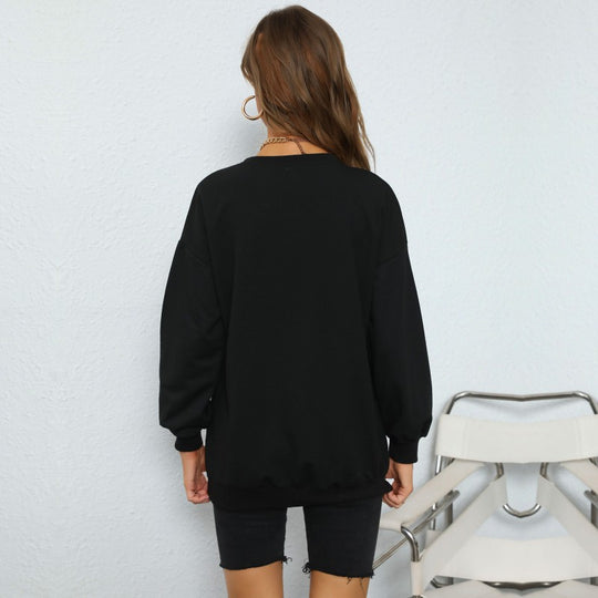 Damen Oversize College-Sweatshirt mit großem Frontprint, Rundhals & geripptem Saum Shop Nory
