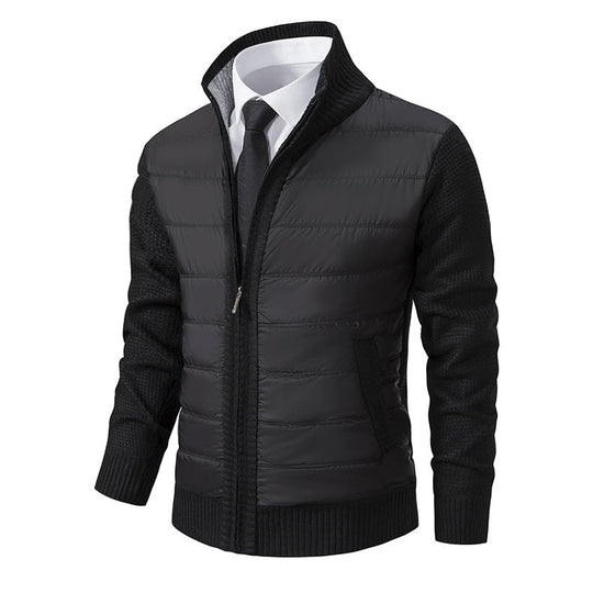 Herren gesteppte Hybridjacke mit modernem Kragen und elastischen Bündchen