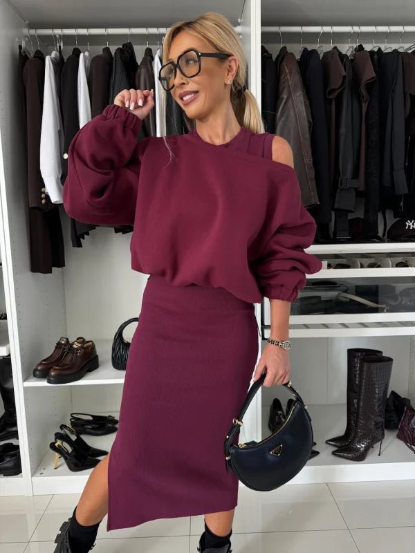 Damen Sweatshirt und Rock Set