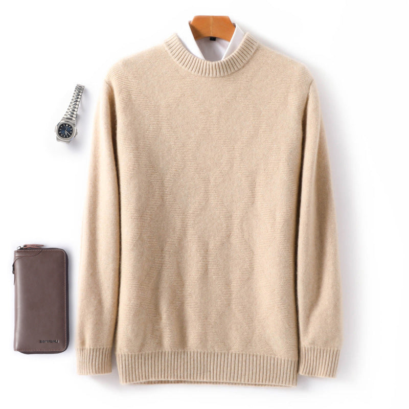 Herren Feiner Rundhals‑Pullover mit dezenter Rautenstruktur aus Kaschmir‑Mix Shop Nory