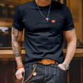 Herren klassisches Kurzarm T-Shirt mit Brusttasche aus hochwertiger Baumwolle