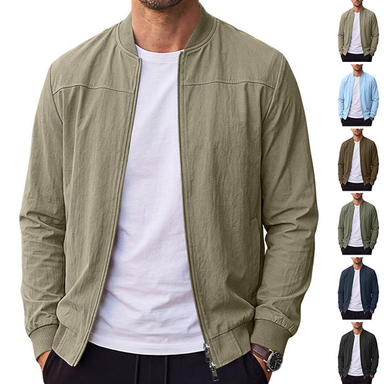 Herren leichte Bomberjacke mit geripptem Bund und durchgehendem Reißverschluss Shop Nory