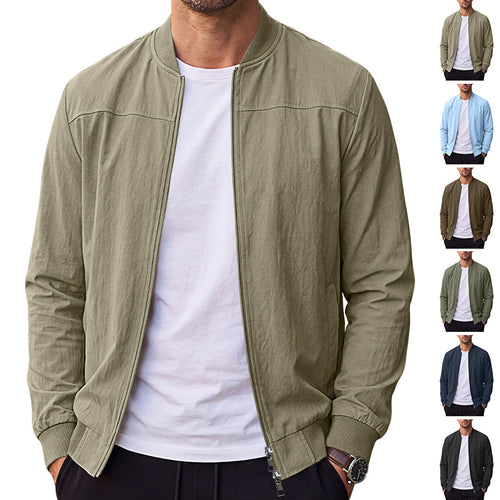 Herren leichte Bomberjacke mit geripptem Bund und durchgehendem Reißverschluss Shop Nory