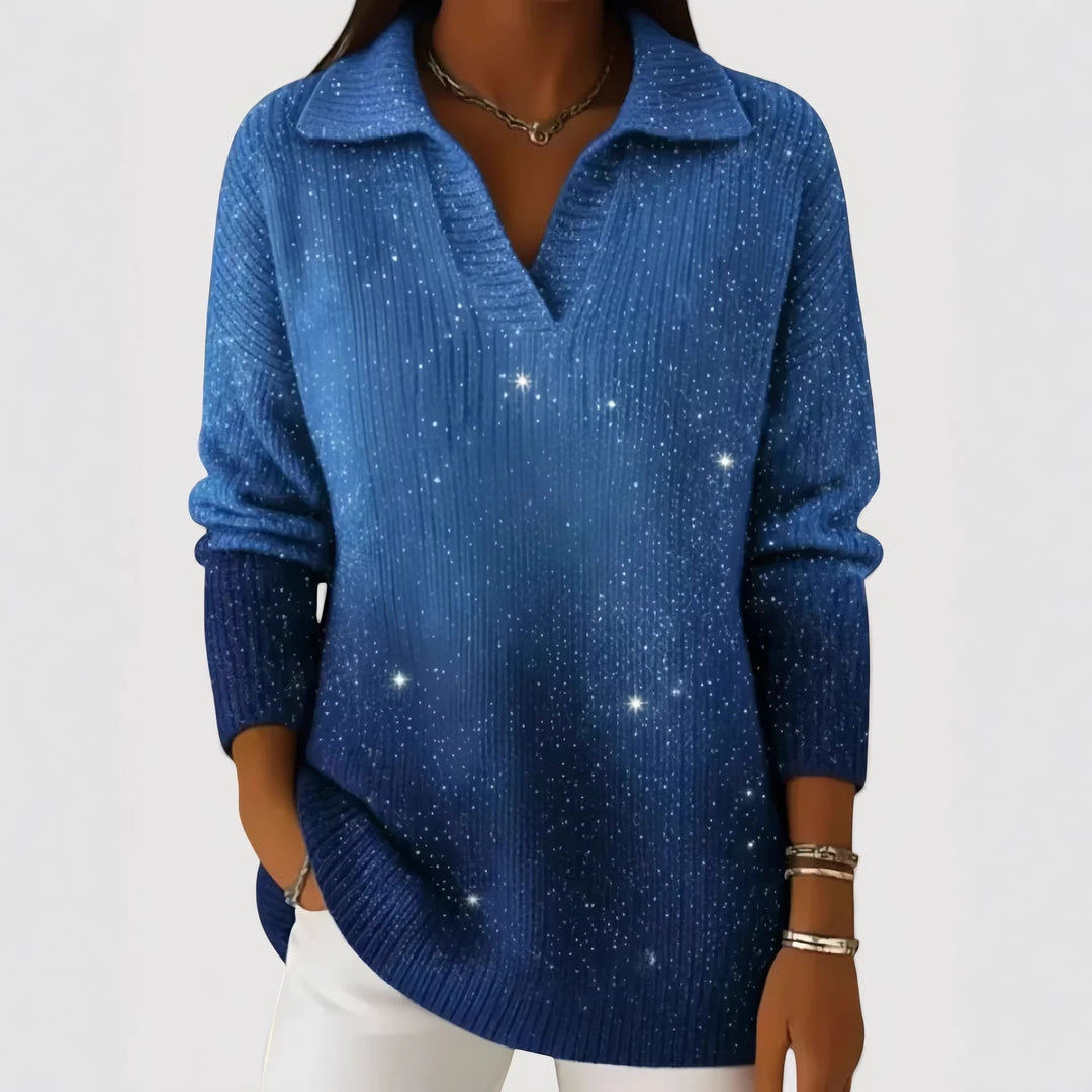 Damen Modischer Strickpullover mit V-Ausschnitt
