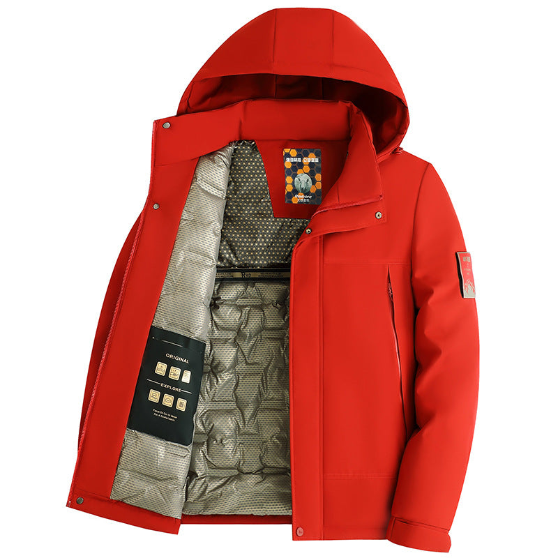 Herren Wattierte Kapuzenjacke mit 3D-Quilt-Innenfutter und wasserabweisender Außenhülle Shop Nory