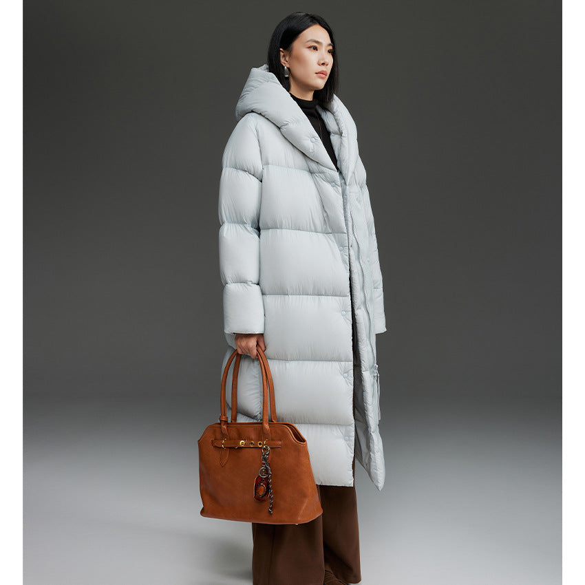 Damen Lange gesteppte Daunenparka mit Kapuze und Thermoisolierung Shop Nory