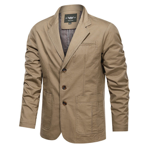 Herren legeres Baumwollblazer-Sakko mit klassischer Knopffront und aufgesetzten Taschen Shop Nory
