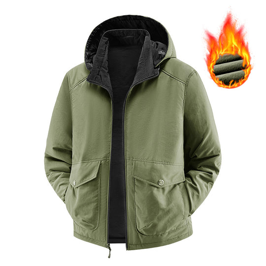 Herren Thermo-Fieldjacke mit Fleece-Innenfutter, Kapuze und Fronttaschen Shop Nory
