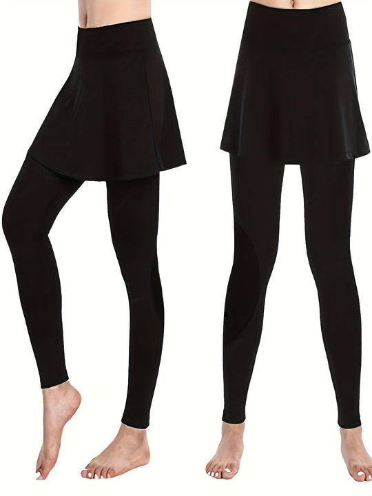 Damen Leggings mit rockähnlicher Einlage und hohem Bund