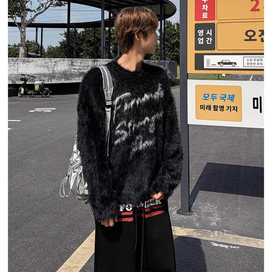 Herren Weicher Kuschelpullover mit auffälligem Schriftzug Shop Nory