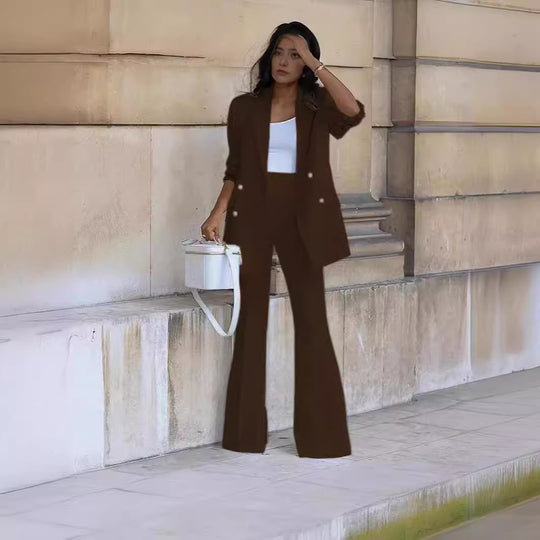 Damen Zweiteiliges Tailoring-Set mit Oversized-Blazer und High‑Waist-Schlaghose Shop Nory