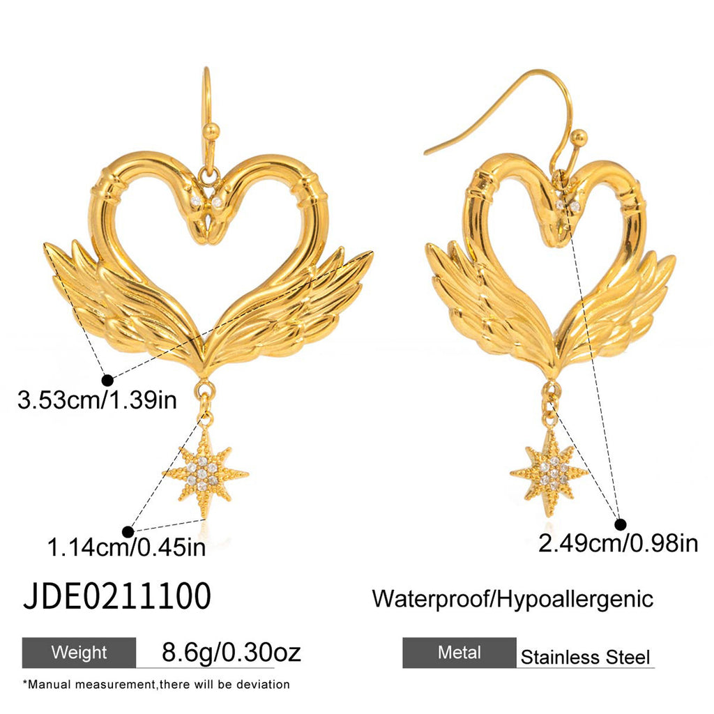 Damen Ohrhänger im eleganten Herzdesign mit schimmernden Zirkonia und hypoallergenem Edelstahl Shop Nory