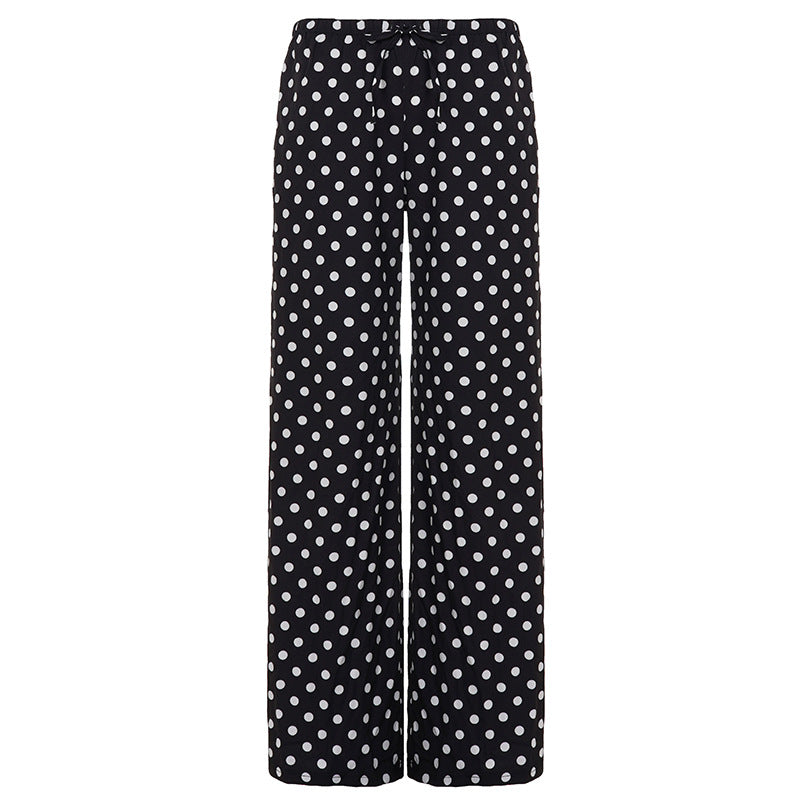 Damen nan weite Palazzo-Hose mit elastischem Bund und Punkte-Muster Shop Nory