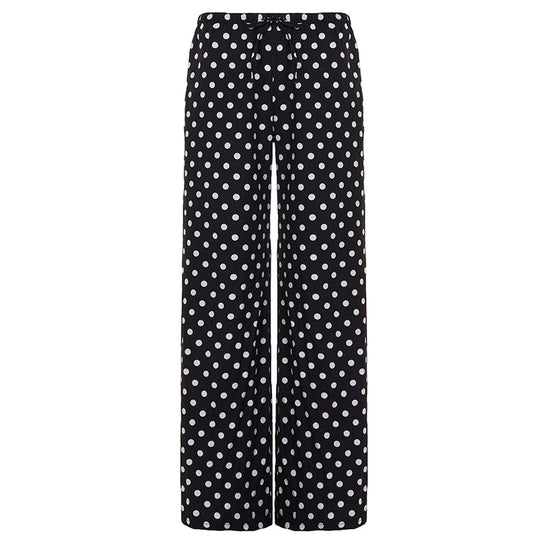 Damen nan weite Palazzo-Hose mit elastischem Bund und Punkte-Muster Shop Nory