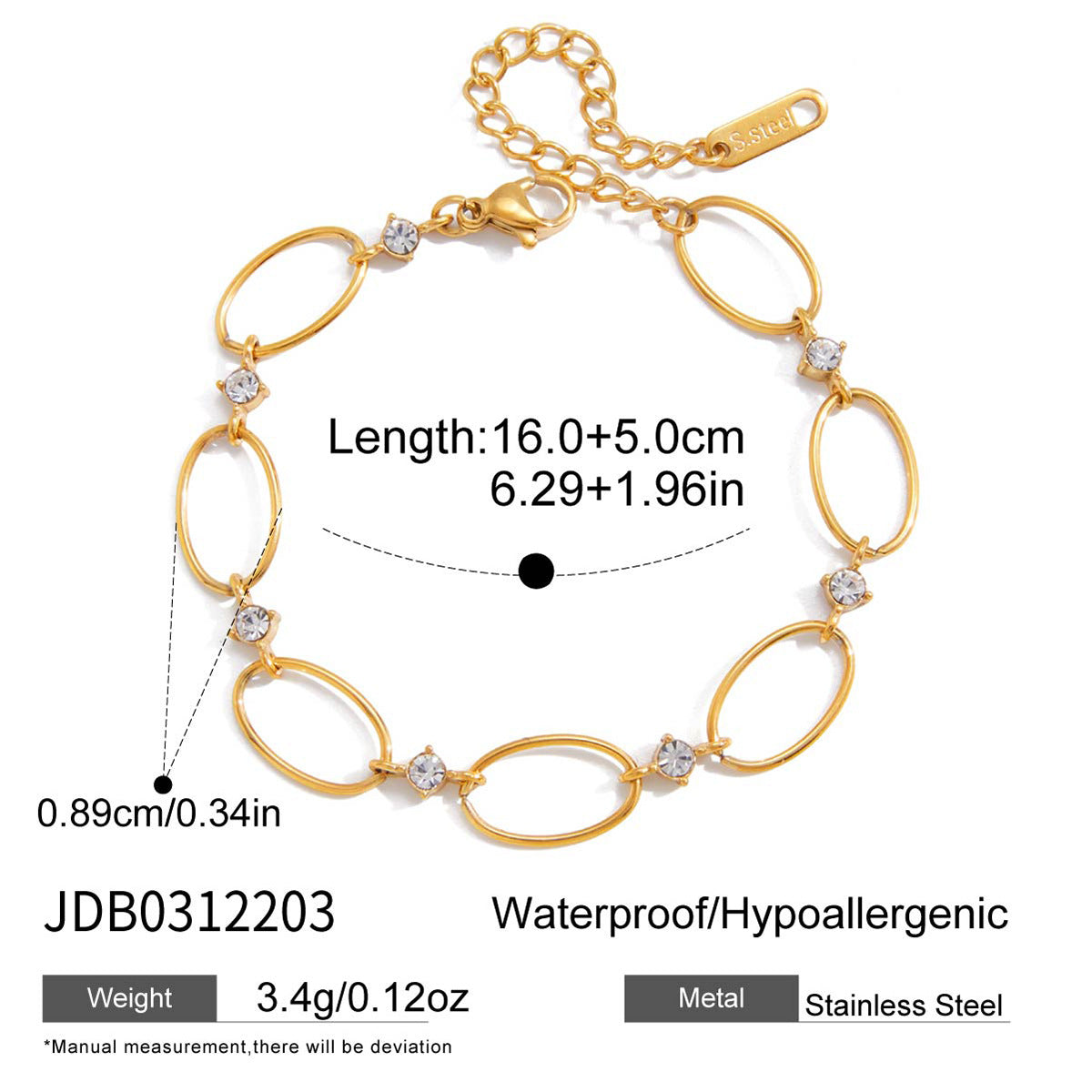 Damen Edelstahl-Armband mit Glitzer-Akzenten Shop Nory
