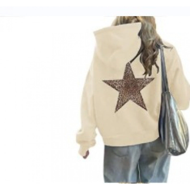 Damen Kapuzenpullover mit glitzerndem Sternmotiv