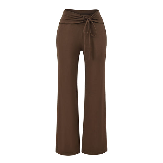 Damen Weite Jersey-Loungehose mit Umschlagbund und Tunnelzug Shop Nory
