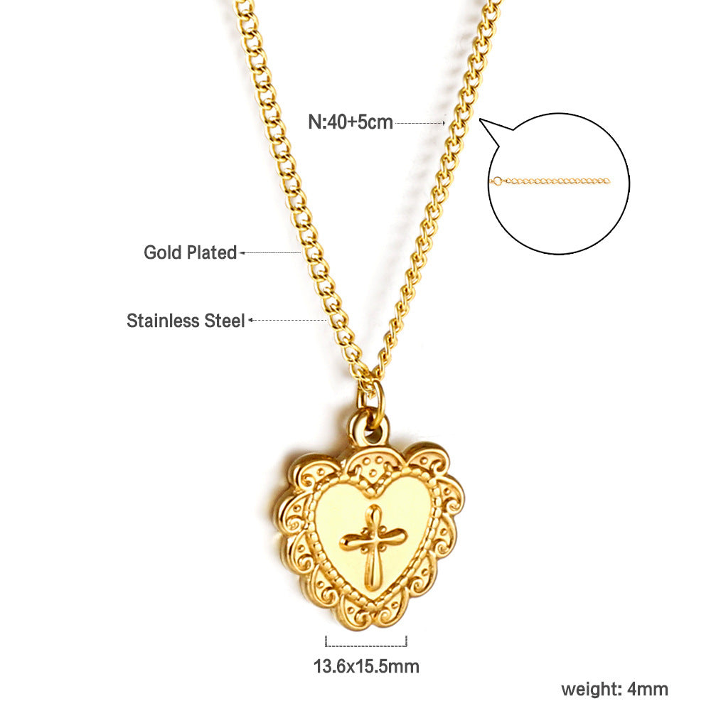 Damen elegante Halskette mit funkelndem Anhänger aus Edelstahl und goldplattierter Kette Shop Nory
