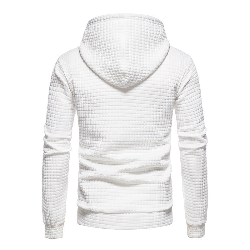 Herren strukturierter Kapuzenpullover mit wattierter Karo Steppstruktur und Kängurutasche Shop Nory
