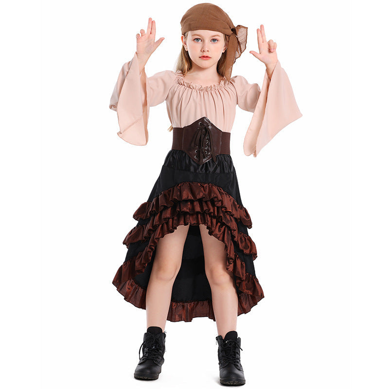 Mädchen Piratinnen-Kostüm mit Rüschenrock und detailverliebtem Oberteil Shop Nory