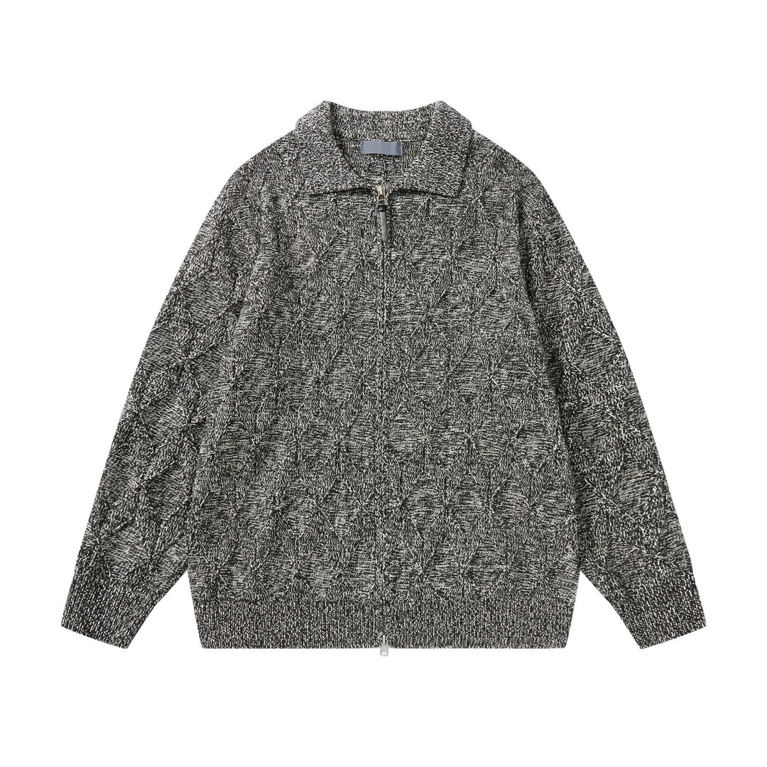 Damen Grob strukturierter Strick‑Zipcardigan mit Hemdkragen Shop Nory