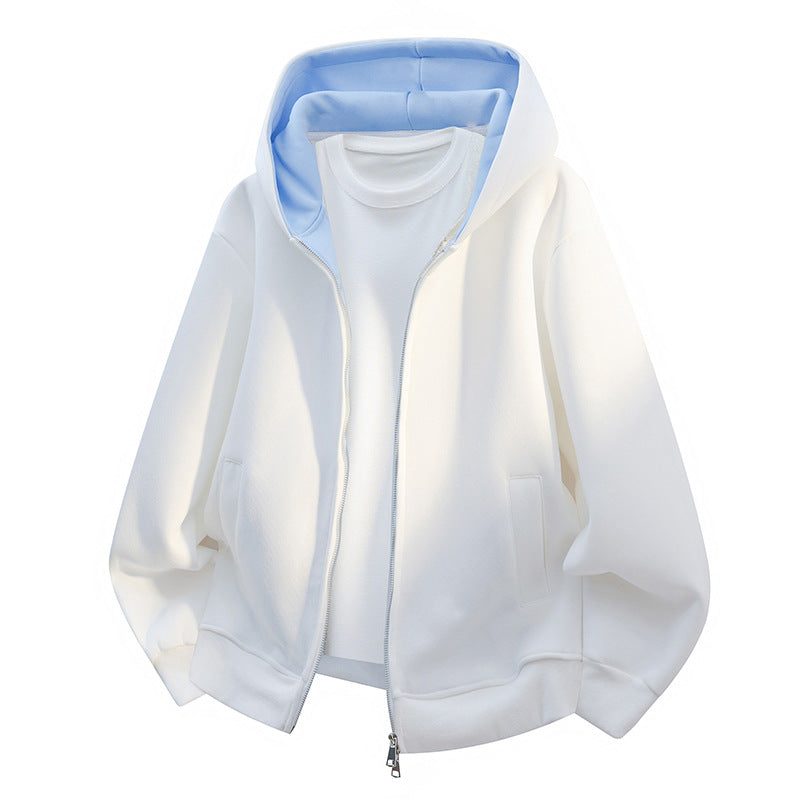 Herren Oversize-Zip-Hoodie mit kontrastgefütterter Kapuze und Kängurutaschen Shop Nory
