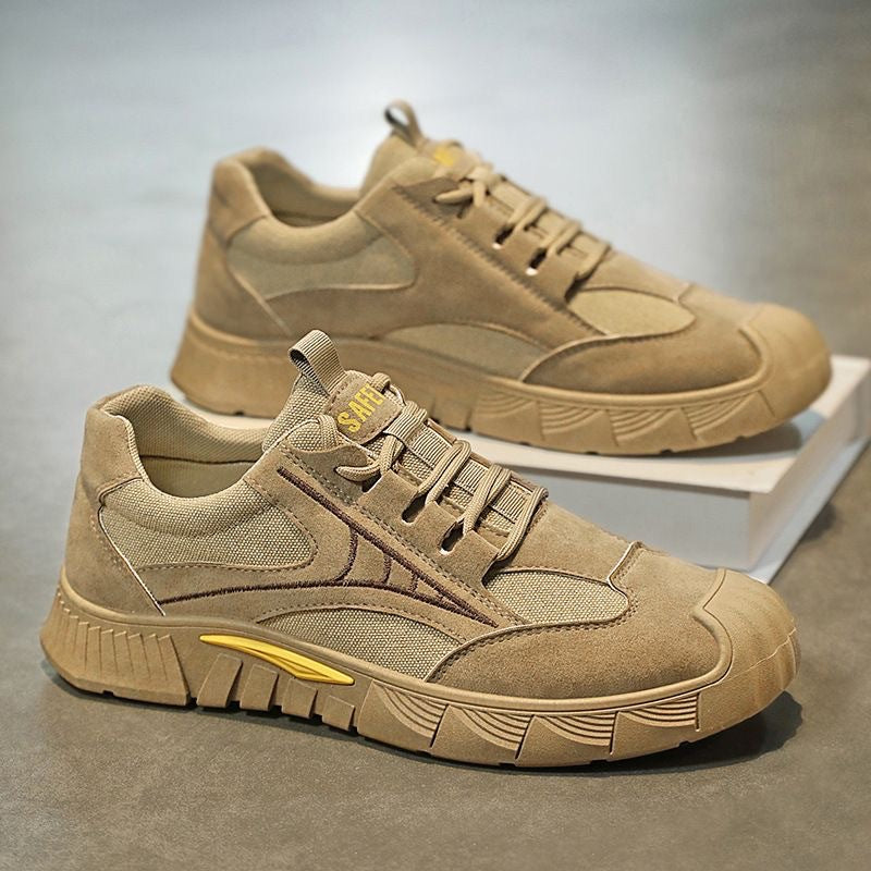 Herren Robust-gepolsterter Retro-Trail-Sneaker aus Velours- und Mesh-Mix mit auffälliger Profillaufsohle Shop Nory