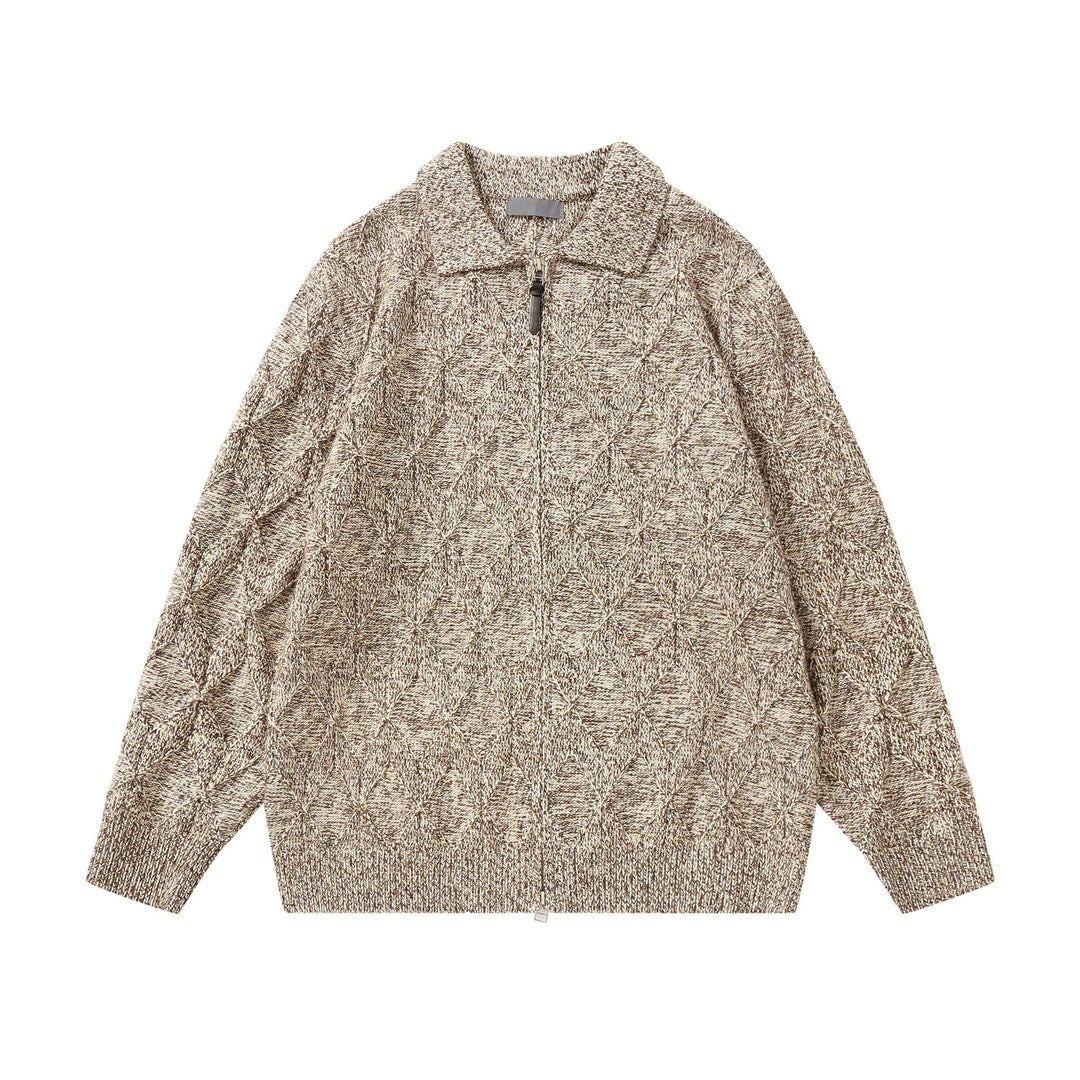 Damen Grob strukturierter Strick‑Zipcardigan mit Hemdkragen Shop Nory