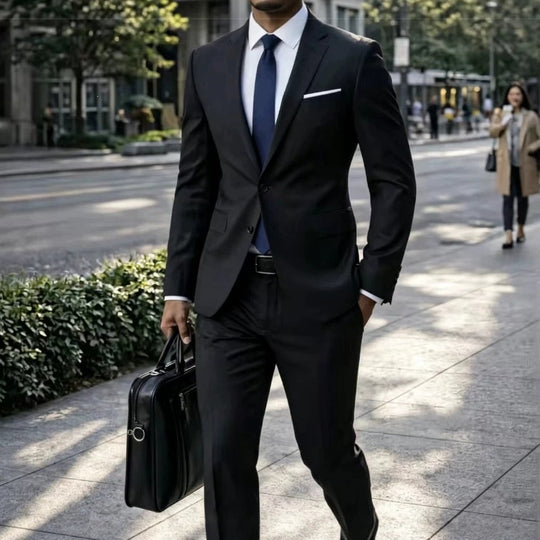Herren Zweiteiliger Slim-Fit Businessanzug mit tailliertem Revers und schlanker Anzughose Shop Nory