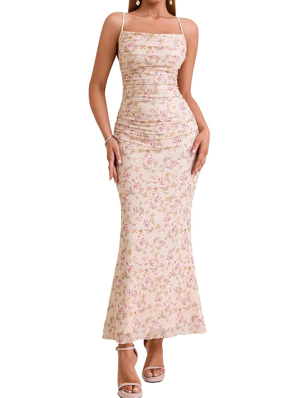 Damen Eingehülltes Abendkleid mit trägerlosem Design und Raffungen Shopnory