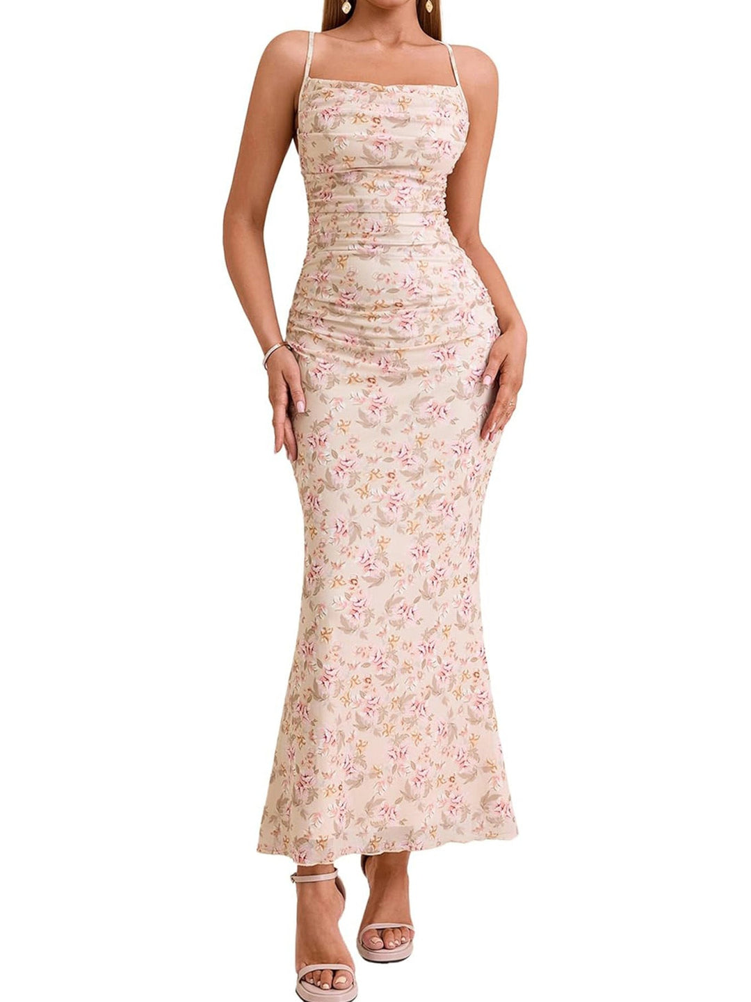 Damen Eingehülltes Abendkleid mit trägerlosem Design und Raffungen Shopnory