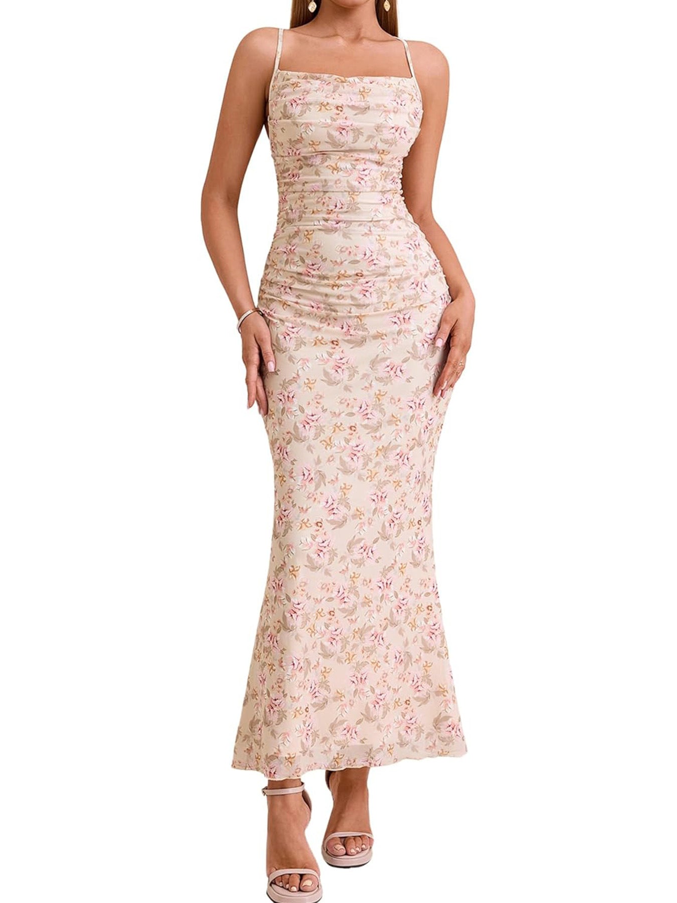 Damen Eingehülltes Abendkleid mit trägerlosem Design und Raffungen Shopnory