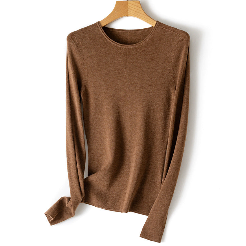 Damen Feiner Feinstrickpullover mit Rundhalsausschnitt und figurnaher Silhouette Shop Nory