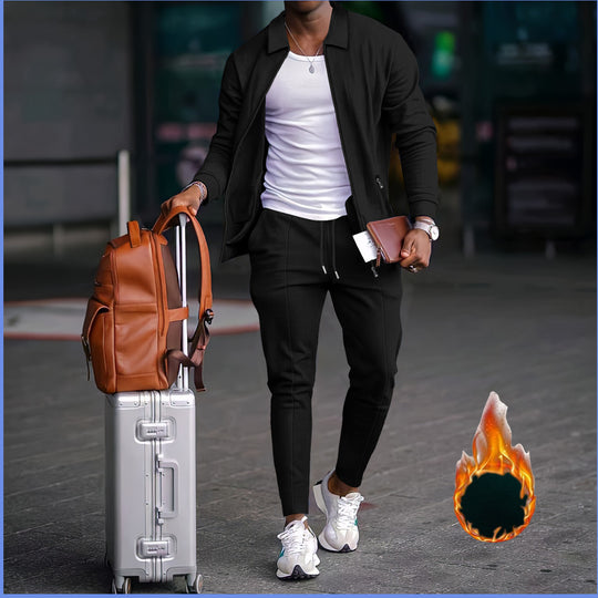 Herren nan zweiteiliges Reise-Loungewear-Set mit strukturierter Jacke, Reißverschluss und konischer Jogginghose Shop Nory