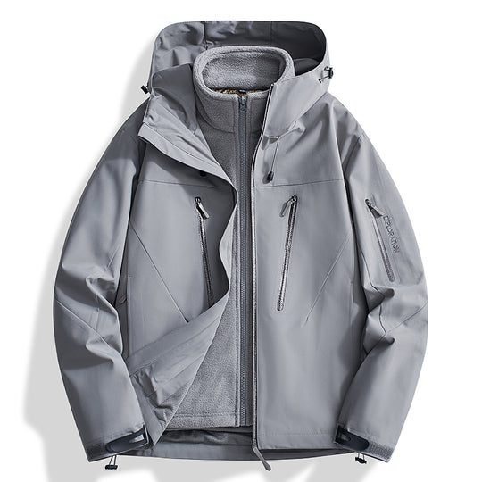 Herren Zwei-in-Eins Softshell-Outdoorjacke mit abnehmbarer Fleece-Innenjacke und wasserdichten Reißverschlüssen Shop Nory