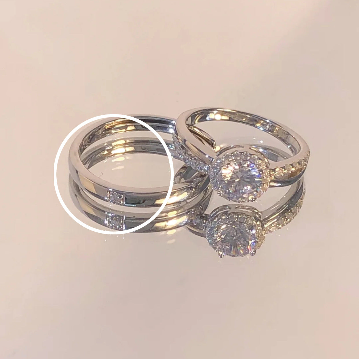 Damen Verlobungsring mit funkelndem Diamanten und eleganter Zirkonia-Besatz Shop Nory