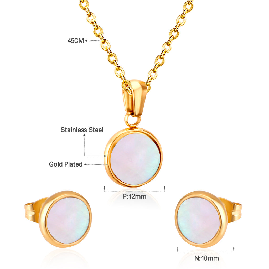 Damen Schmuckset mit goldplattiertem Edelstahl und schimmernden Mother-of-Pearl-Elementen Shop Nory