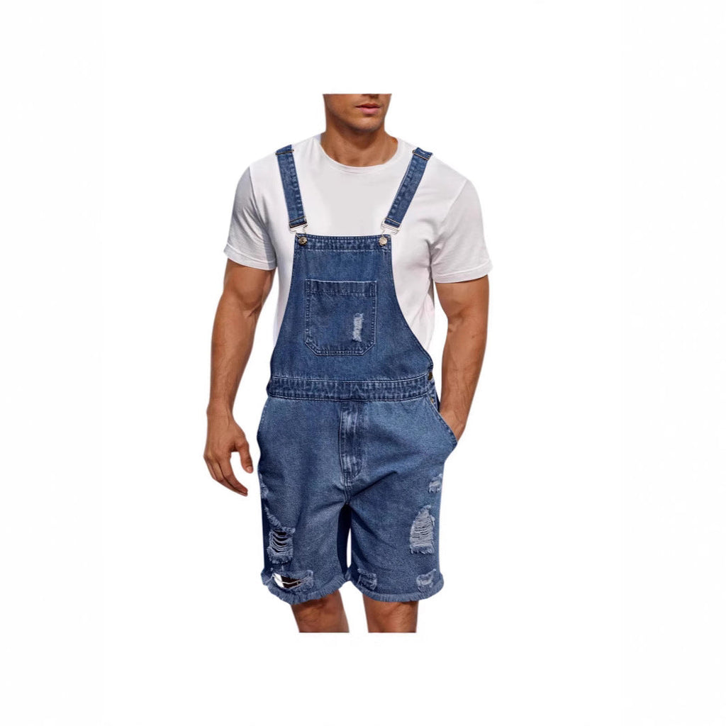 Herren Lässige Denim-Latzhose im distressed Look