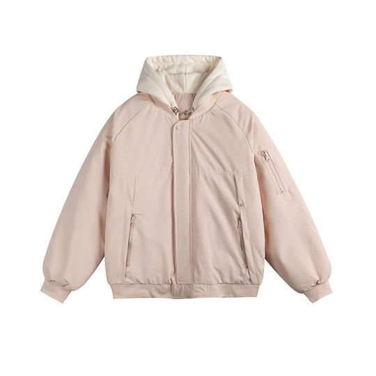 Herren Wattierte Oversize Bomberjacke mit kontrastgefütterter Kapuze und Ärmel-Reißverschluss Shop Nory