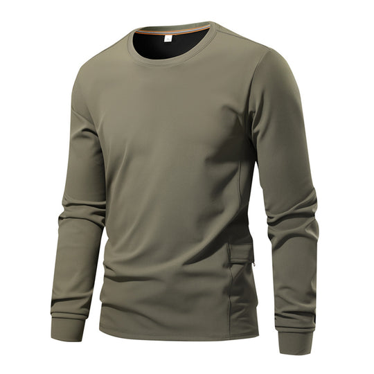 Herren Atmungsaktives Langarm-Technikshirt mit Rundhals und seitlicher Utility-Tasche Shop Nory