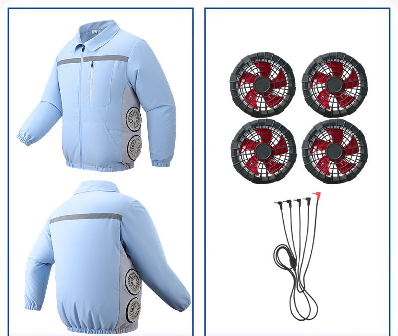 Unisex nan kühlende Ventilationsjacke mit integrierten seitlichen Lüftern und atmungsaktivem Funktionsmaterial Shopnory
