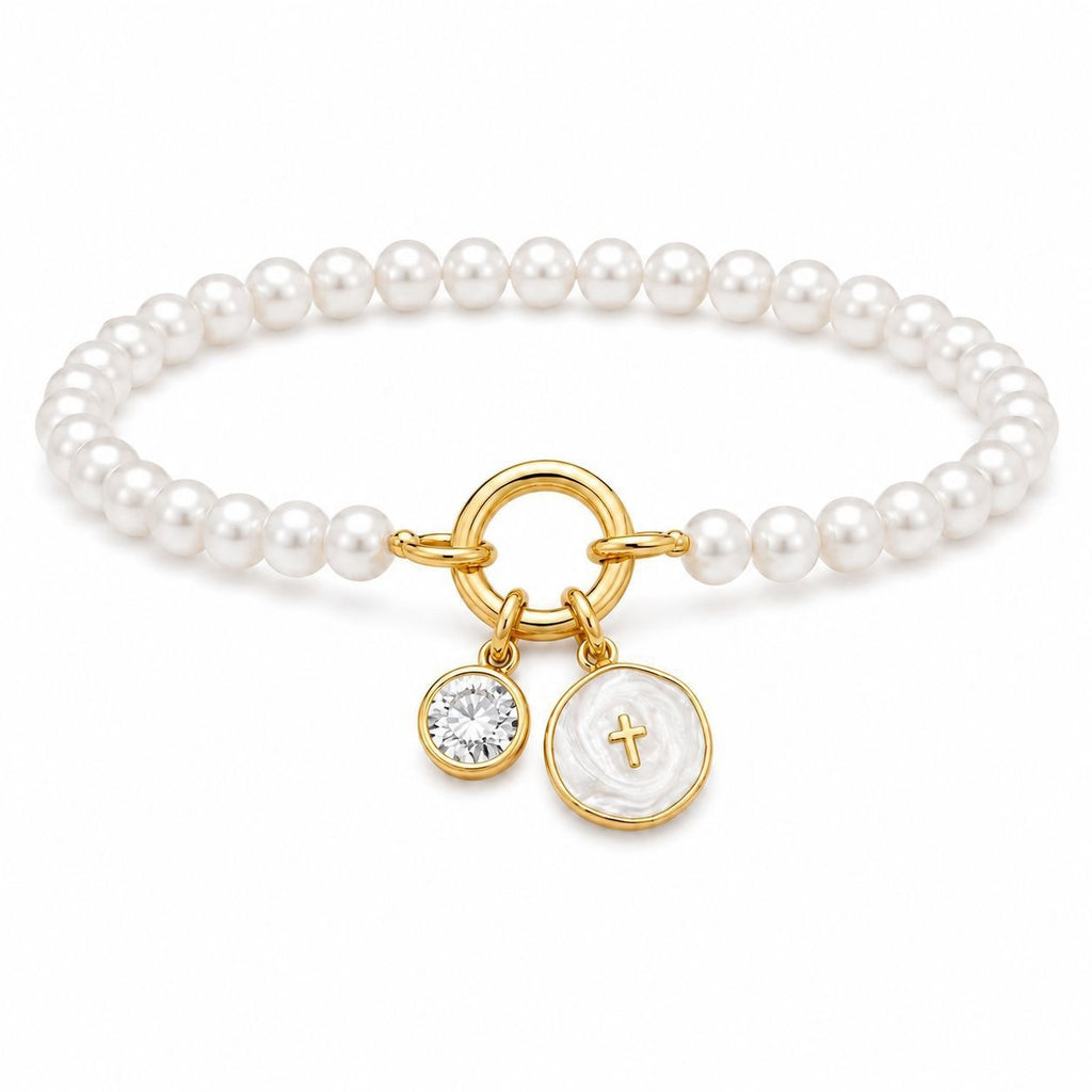 Damen Armband mit Perlen und charmanten Anhängern Shop Nory
