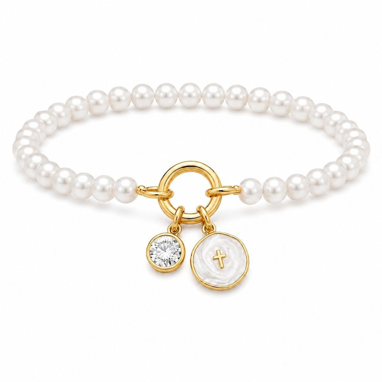 Damen Armband mit Perlen und charmanten Anhängern Shop Nory