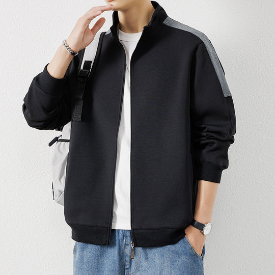 Herren Leichte Zip‑Trainingsjacke im Minimalstil mit Stehkragen und Kontrastpaspel Shop Nory