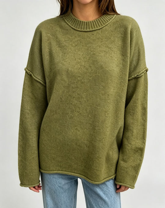 Damen Oversize-Boxy-Pullover mit kurzem Stehkragen und dekorativer Kantennaht Shop Nory