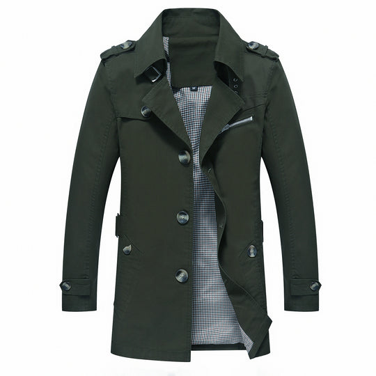 Herren Eleganter Field‑Trench mit tailliertem Schnitt, Schulterklappen und verstellbaren Manschetten Shop Nory